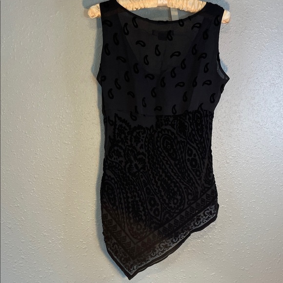 E by Eci Women’s Black Sheer Paisley Beaded Tank Top – Size 6 - Picture 10 of 16